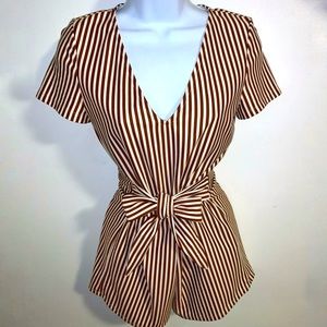 ZARA STRIPED ROMPER WITH TIE SIZE ‘S’